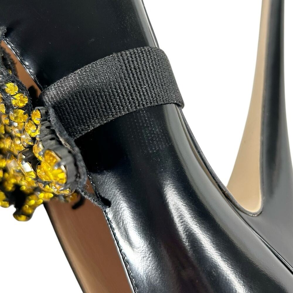 GUCCI Elaisa Polished Calfskin Crystal Bee Stiletto Pumps - Picture 13 of 15